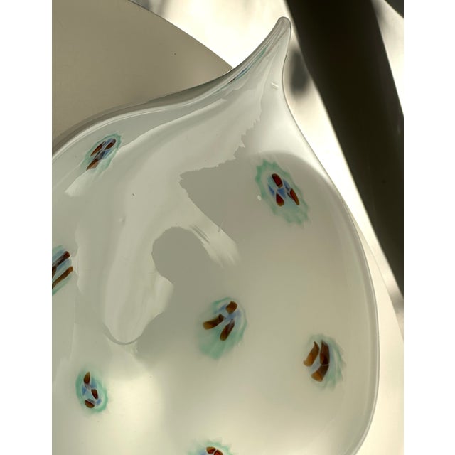 Glass Venini White Mille Fiori Murano Glass Bowl Italy 1950s Mid-Century Modern For Sale - Image 7 of 8