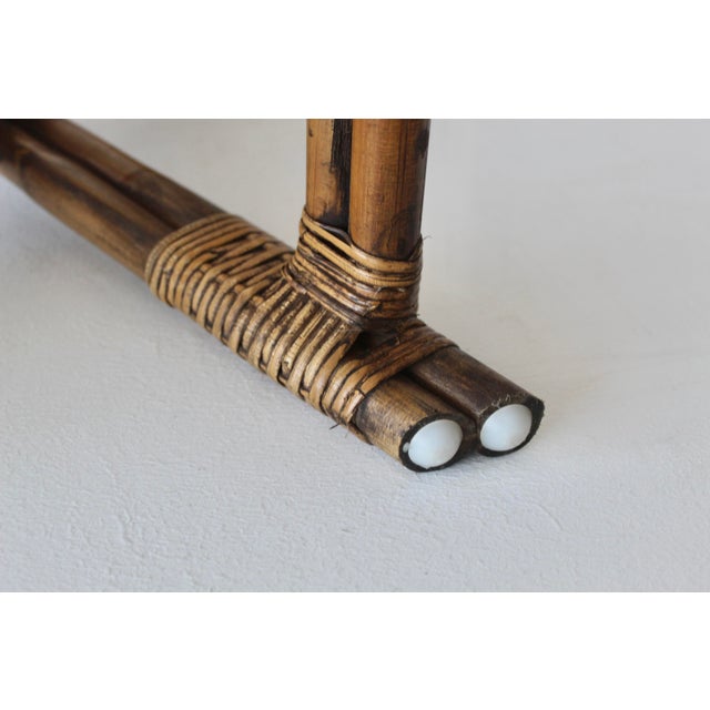 Brown Vintage Bamboo Luggage Rack Stand Willow Reed Details Mid-Century Modern For Sale - Image 8 of 18