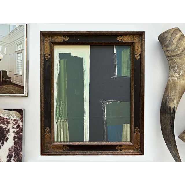 “Nature’s Harmony” is an original painting that brings together rich greens, deep blues, and bold blacks in a simple,...