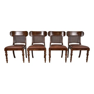 Ralph Lauren for Henredon English Regency Walnut and Cane Dining Chairs, Set of Four For Sale