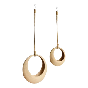 Jayla Bamboo Hanging Baskets, Set Of 2