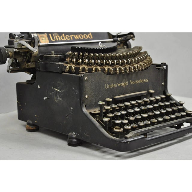 Antique 1930s Underwood Noiseless Standard Mechanical Typewriter Office Decor For Sale - Image 10 of 15