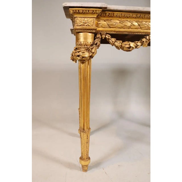 18th Century Early 19th Century Neoclassical Gilt and Marble-Top Console Table For Sale - Image 5 of 8