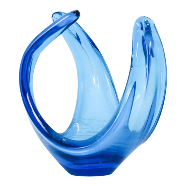 1960s Spanish Blue Art Glass Sculpture, Likely by Viartac For Sale