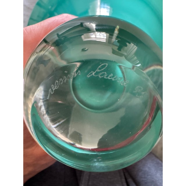 Striking signed Venini Murano art glass centerpiece bowl, handcrafted in Venice, Italy. The dramatic shallow bowl features...