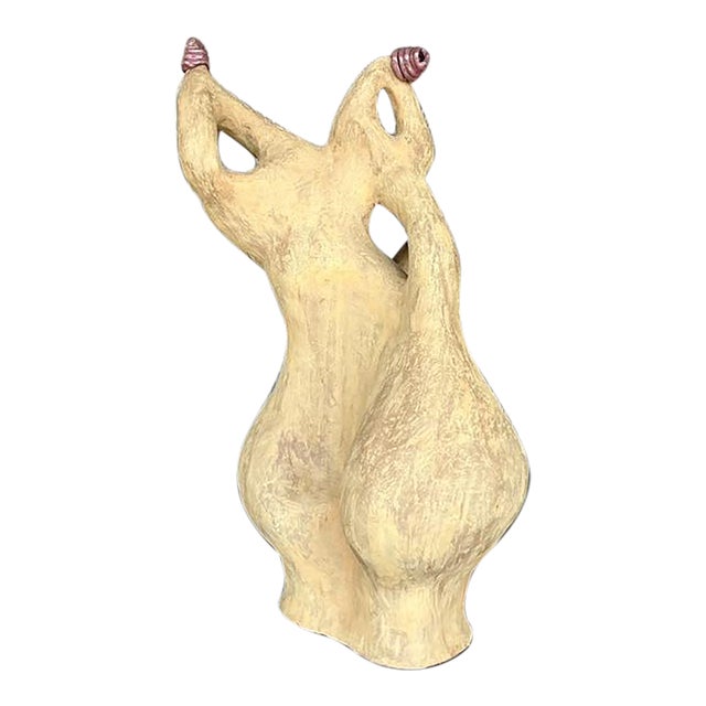 Vintage Boho Monumental Abstract Studio Pottery Vase For Sale