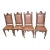 1930s Set of 4 Carved Oak Dining Chairs with Barley Twist Sides and Nailhead Trim For Sale