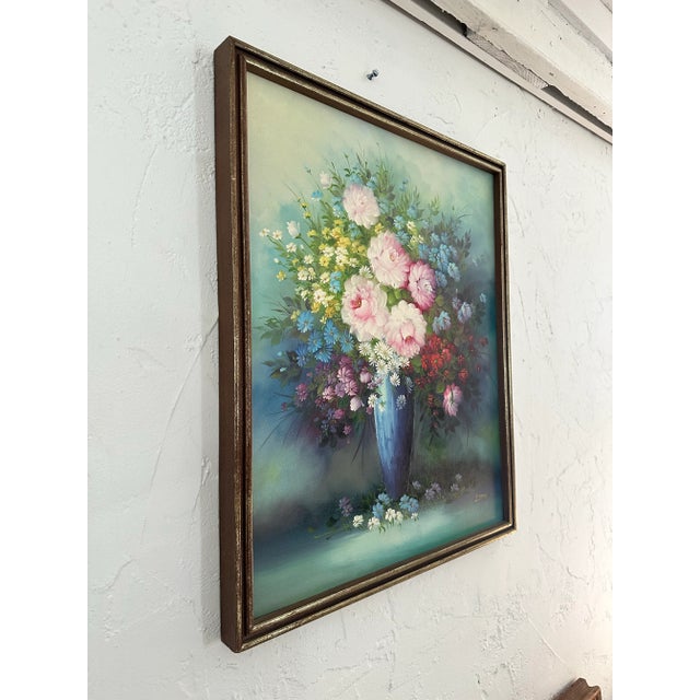 Vintage Boho Floral Botanic Oil on Canvas For Sale - Image 4 of 5
