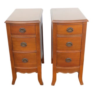 Tall and Narrow Mahogany Nightstands End Bedside Tables a Pair 6658 For Sale