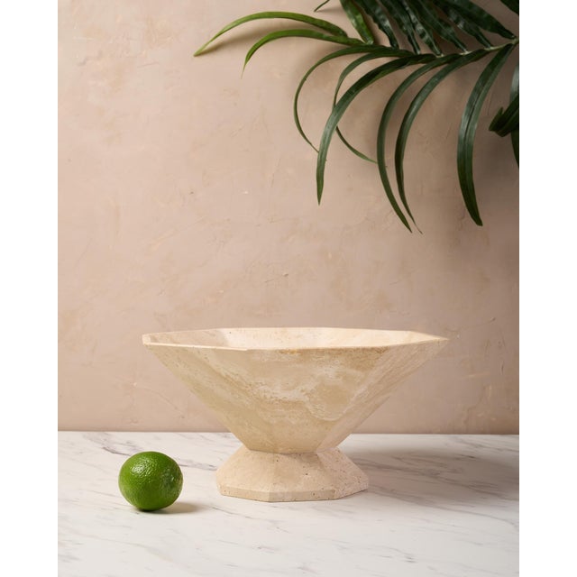 The "Lane Hex" Decorative Pedestal Bowl by Montana Labelle is a sculptural catchall bowl handcrafted from natural...