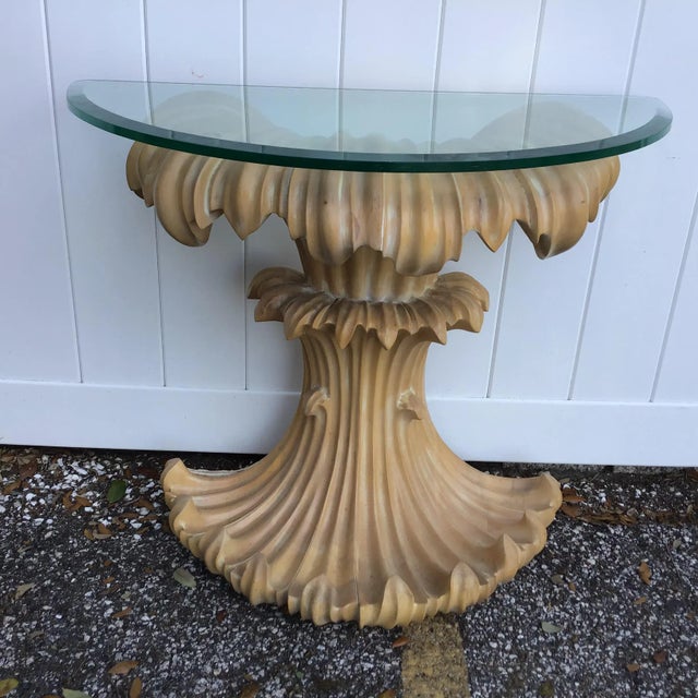 Brown Mid-Century Glass Top Console Table For Sale - Image 8 of 11