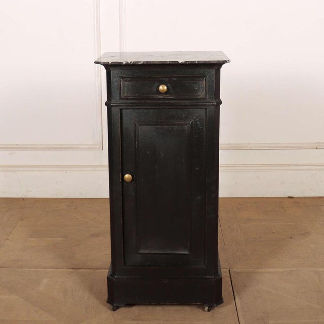 French Painted Bedside Table with Marble Top, 1890s For Sale - Image 12 of 12