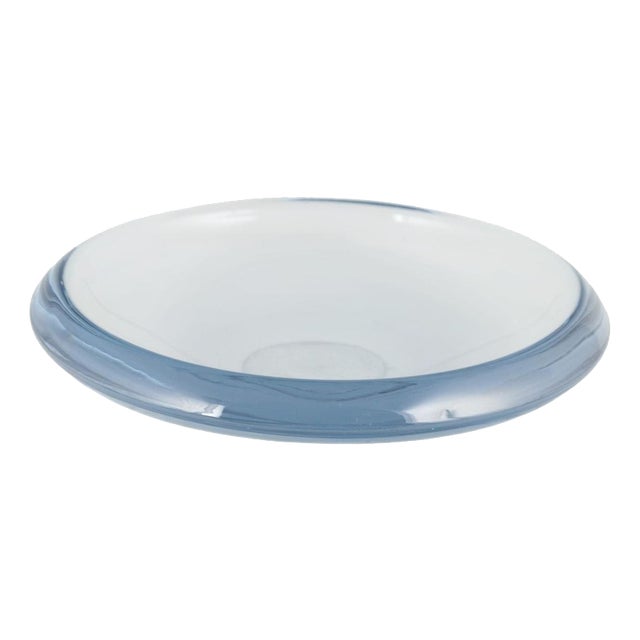 Scandinavian Round Bowl in Light Blue Glass, 1970s For Sale