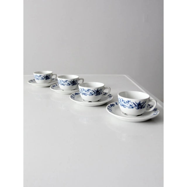 Porsgrund Porselænsfabrik Vintage Porsgrund Varefakta Porcelain Tea Cup & Saucers Sets of 4 For Sale - Image 4 of 11