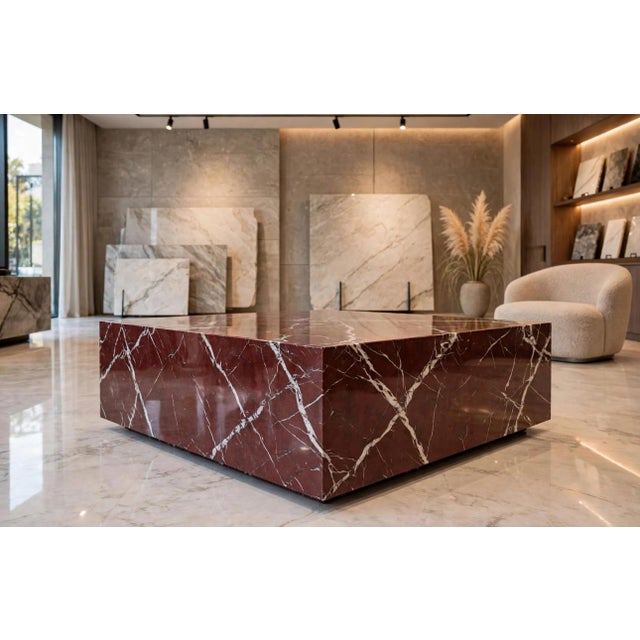 Not Yet Made - Made To Order Marble Coffee Table in Rosso Levanto Marble by Andrea Grasso For Sale - Image 5 of 6