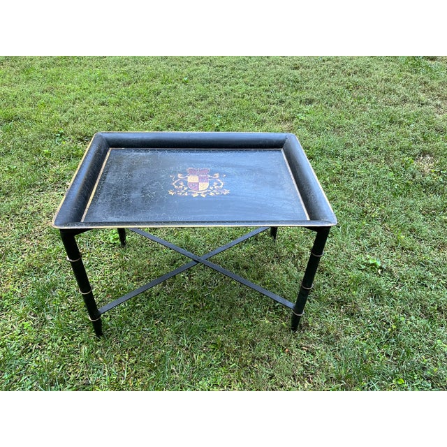 1990s 1990s Vintage Hand Painted Folding Tole Tray Table For Sale - Image 5 of 9
