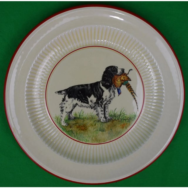White Set of 4 Vintage Cyril Gorainoff Hunting Dog With Pheasant Hand-Painted Bedford Ware Plates For Sale - Image 8 of 8