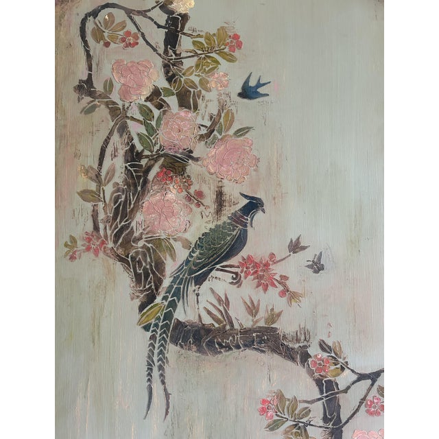 Antique Painted Pine Armoire with Chinoiserie Panel, 1890s For Sale - Image 9 of 14