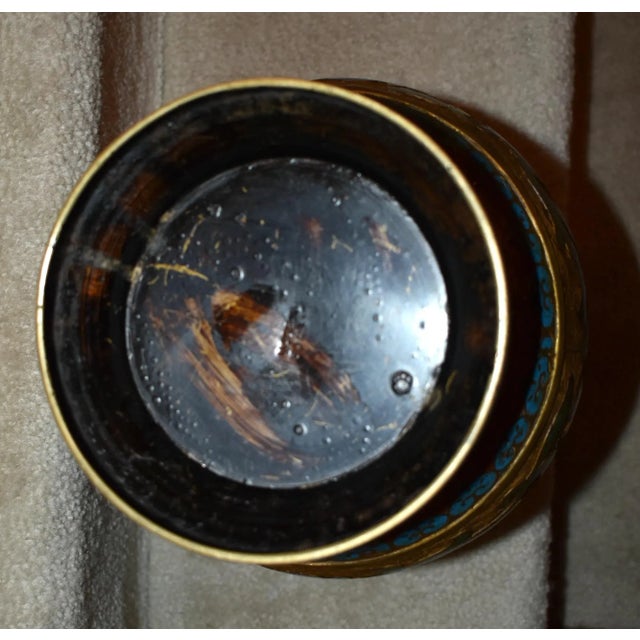 Vintage Japenese Champlevé Vase W/Enamel & Dragon Handles For Sale - Image 11 of 13