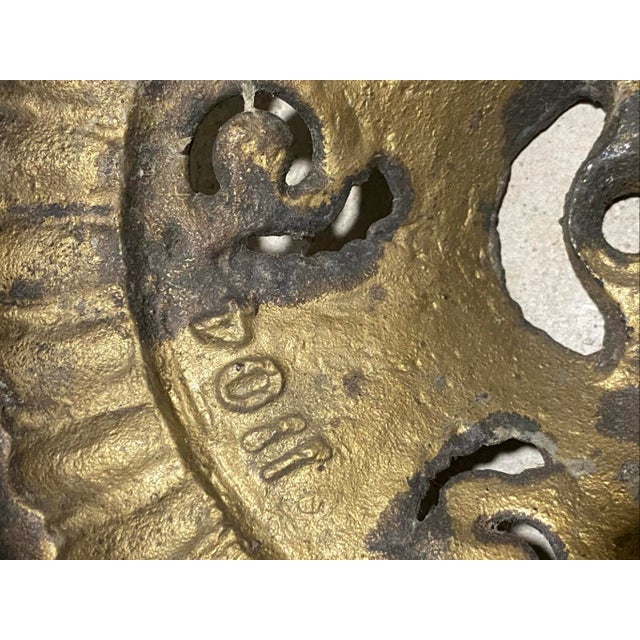 Early 20th Century Vintage Scrollwork Ornate Rosette Bronze Ceiling Light Plate For Sale - Image 5 of 5