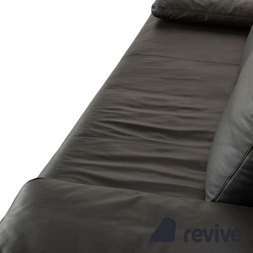 6600 Three-Seater Black Sofa in Leather from Rolf Benz For Sale - Image 5 of 12