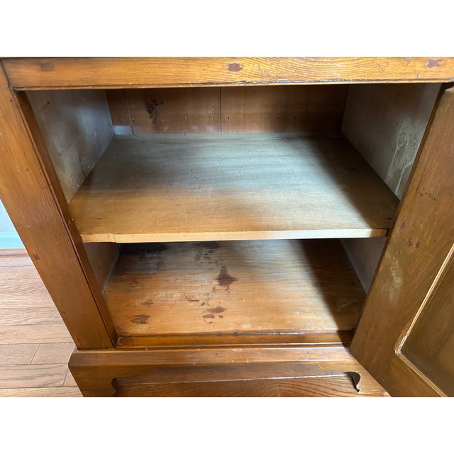 Vintage Wood Cabinet With Drawer and Pull-Out Table For Sale - Image 4 of 9