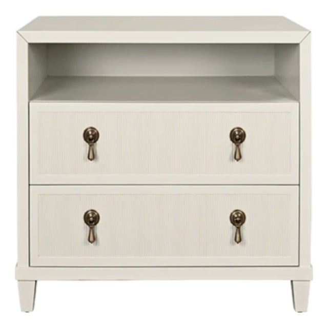 Corine Antique White Matte Lacquer Fluted Front Side Table For Sale