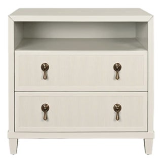 Matthew Izzo Home Corine Antique White Matte Lacquer Fluted Front Side Table For Sale