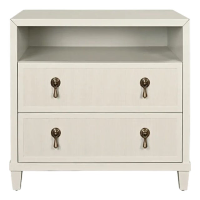 Matthew Izzo Home Corine Antique White Matte Lacquer Fluted Front Side Table For Sale