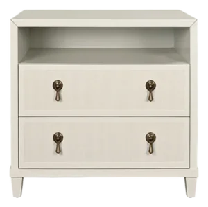 Matthew Izzo Home Corine Antique White Matte Lacquer Fluted Front Side Table