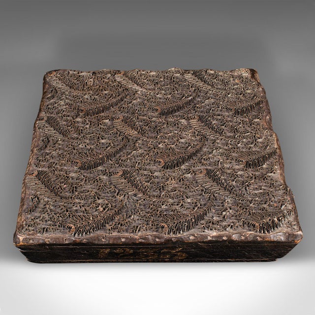 This is an antique textile printing block. An English, carved copper on hardwood printer's stamp in Art Nouveau taste,...