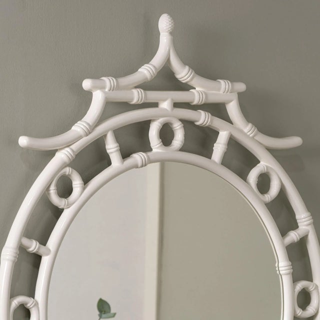 Modern Reena Pagoda Round Wall Mirror For Sale - Image 3 of 12