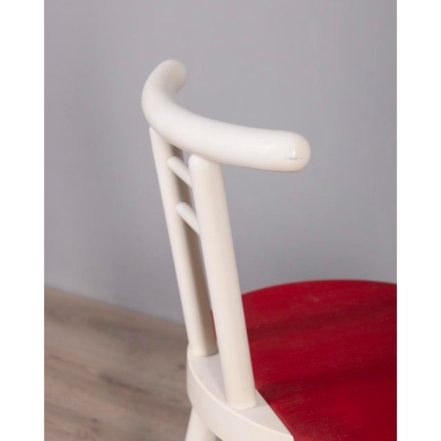 Red Vintage Italian Chairs in Wood and Red Vinyl, 1980s, Set of 4 For Sale - Image 8 of 17