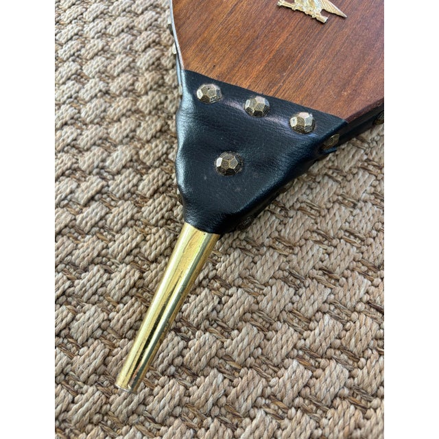 Early 20th Century Antique Wood Brass & Leather Fireplace Bellows For Sale - Image 5 of 7