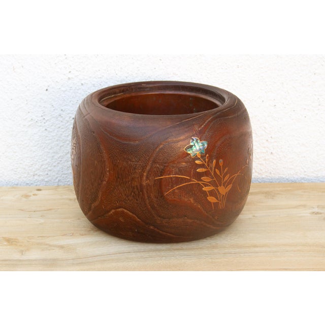 Japanese Finely Inlaid Abalone Antique Japanese Hibachi For Sale - Image 3 of 8