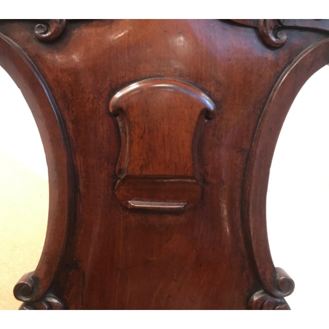 Pair of Hand Carved Mahogany Armorial Hall Chairs For Sale - Image 9 of 12