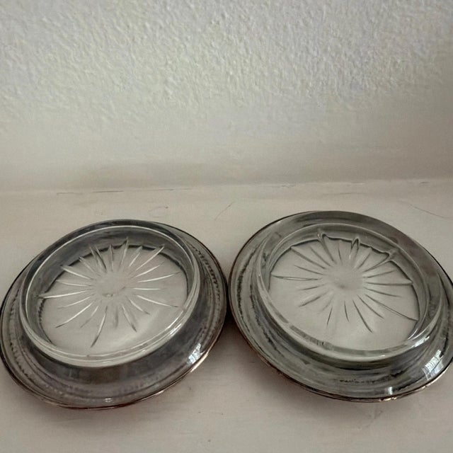 Frank Whiting 1930s Set of 2 Frank M Whiting Sterling & Crown Sterling Silver Drink Coasters or Ashtrays For Sale - Image 4 of 4