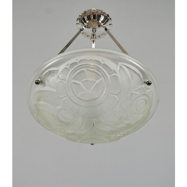 Art Deco 1930s French Art Deco Pendant Light by l'Elf & Degue For Sale - Image 3 of 8