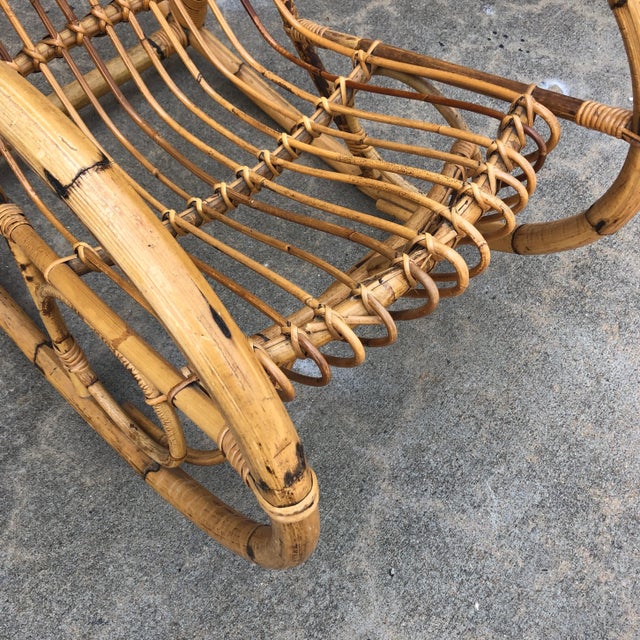 Tan 1970s Franco Albini Bamboo Rocking Chair For Sale - Image 8 of 9
