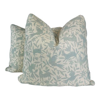 Kerry Joyce "Flora & Fauna" in Aqua 22" Pillows-A Pair For Sale
