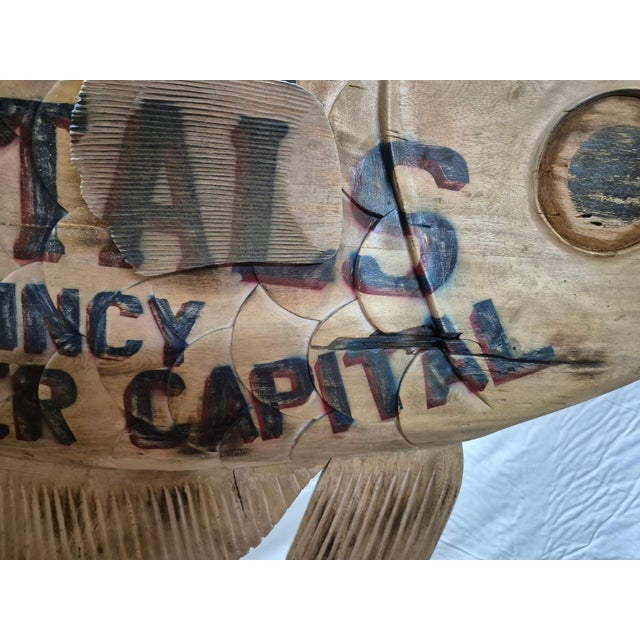Harvey's Boat Rental Carved Flounder Trade Sign For Sale - Image 11 of 12