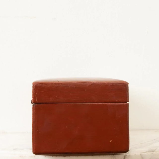 19th Century French 19th Century Painted Leather Jewelry Box For Sale - Image 5 of 8