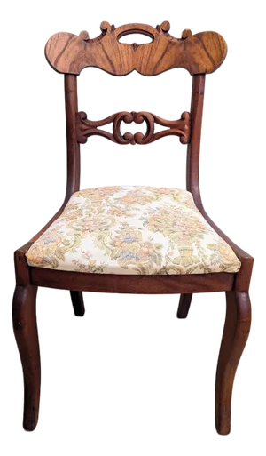 Victorian Carved Mahogany Side Chair Slip Seat