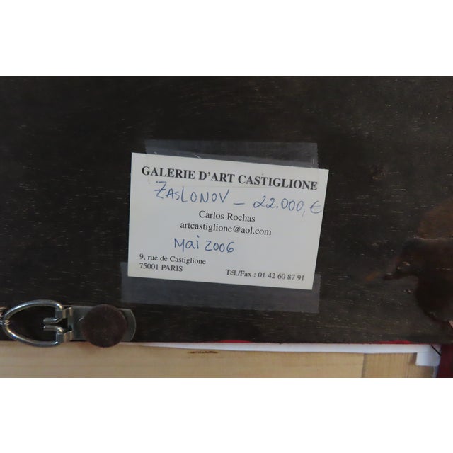 Roman Zaslonov Painting "La Suite en Rouge" Oil on Canvas Triptych With Custom Guilt Wood Frame For Sale - Image 12 of 12