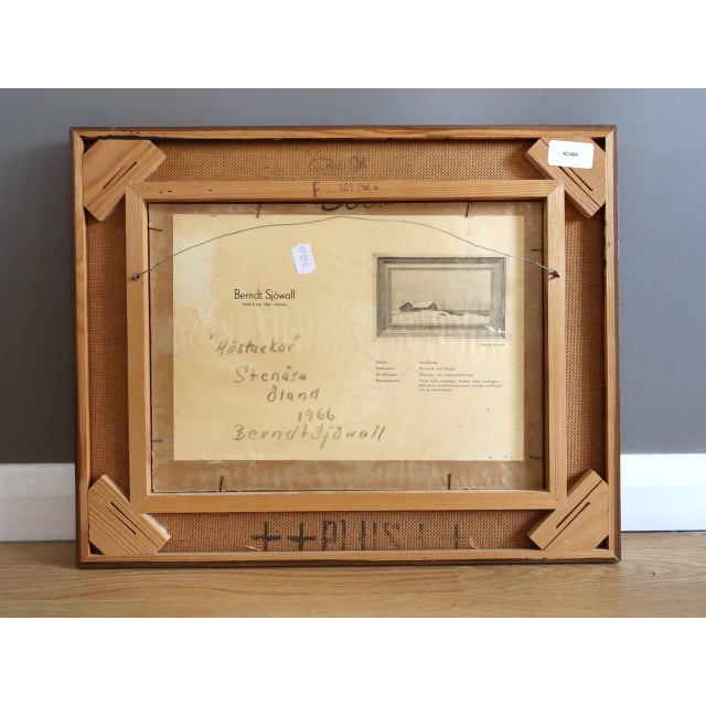 Mid-Century Modern 'Haystacks by the Gate' Vintage Original Landscape Oil Painting, Framed For Sale - Image 11 of 11