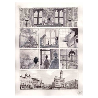 Vincenzo Bizzarri, Complaint in Piazza, Ink & Watercolor on Paper, 2015 For Sale