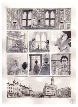 Vincenzo Bizzarri, Complaint in Piazza, Ink & Watercolor on Paper, 2015