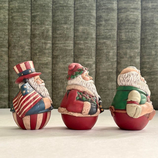 Ceramic Vintage Scioto Santa Figurines: Uncle Sam, Santa Toymaker, Old World Santa, Set of 3 For Sale - Image 7 of 10