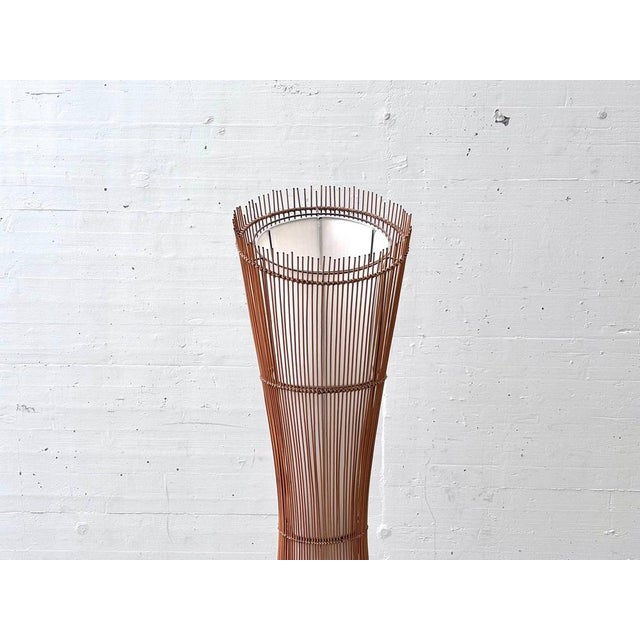 French Floor Lamp in Light-Stained Rattan and Bamboo, 1960s For Sale - Image 10 of 16