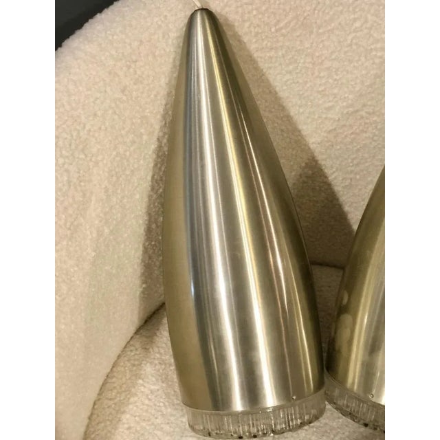 Space Age Suspension Lamps in Aluminum & Glass from Stilux, Set of 2 For Sale - Image 3 of 10